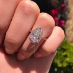 Picture of Classic 2.2 Carat Simulated Diamond Pear Cut Halo Engagement Ring for Her