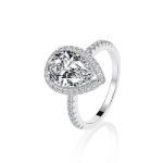 Picture of Classic 2.2 Carat Simulated Diamond Pear Cut Halo Engagement Ring for Her