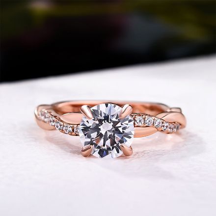 Picture of Rose Gold Twist 1.25 Carat Round Cut Promise Ring For Her In Sterling Silver