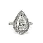 Picture of Double Halo Pear Cut Engagement Ring for Women In White Gold