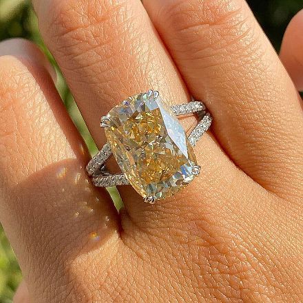 Picture of Gorgeous Cushion Cut Yellow Sapphire Engagement Ring In Sterling Silver