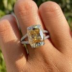 Picture of Gorgeous Cushion Cut Yellow Sapphire Engagement Ring In Sterling Silver