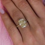 Picture of Yellow Gold Elongated Cushion Cut Yellow Sapphire Engagement Ring In Sterling Silver