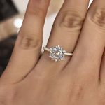 Picture of Classic Round Cut Solitaire Engagement Ring for Her In White Gold