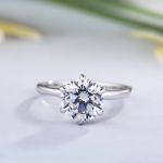 Picture of Classic Round Cut Solitaire Engagement Ring for Her In White Gold