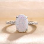 Picture of Elegant Oval Cut Opal Stone Engagement Ring In Sterling Silver