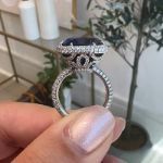 Picture of Luxurious Halo Blue Sapphire Cushion Cut Engagement Ring In Sterling Silver