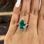 Picture of Luxurious Pear Cut Paraiba Tourmaline Engagement Ring In Sterling Silver