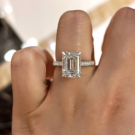 Picture of Gorgeous Emerald Cut Engagement Ring For Women In Sterling Silver