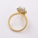 Picture of Yellow Gold Halo Pear Cut Solitaire Engagement Ring For Women In Sterling Silver