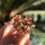 Picture of Rose Gold 3.5 Carat Champagne Stone Cushion Cut Engagement Ring