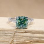 Picture of Exclusive Cushion Cut Paraiba Tourmaline Engagement Ring In Sterling Silver