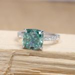 Picture of Exclusive Cushion Cut Paraiba Tourmaline Engagement Ring In Sterling Silver