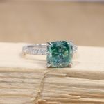 Picture of Exclusive Cushion Cut Paraiba Tourmaline Engagement Ring In Sterling Silver