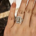 Picture of Luxurious Split Shank Emerald Cut Engagement Ring In Sterling Silver