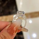 Picture of Luxurious Split Shank Emerald Cut Engagement Ring In Sterling Silver