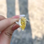 Picture of Gorgeous Pear Cut Yellow Sapphire Engagement Ring In Sterling Silver