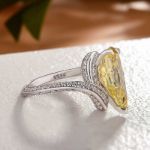 Picture of Gorgeous Pear Cut Yellow Sapphire Engagement Ring In Sterling Silver