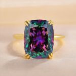 Picture of Gorgeous Yellow Gold Cushion Cut Alexandrite Engagement Ring In Sterling Silver