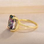 Picture of Gorgeous Yellow Gold Cushion Cut Alexandrite Engagement Ring In Sterling Silver
