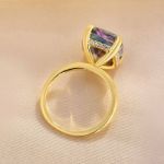 Picture of Gorgeous Yellow Gold Cushion Cut Alexandrite Engagement Ring In Sterling Silver