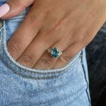 Picture of Fashion Oval Cut Three Stone Aquamarine Blue Engagement Ring In Sterling Silver