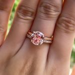 Picture of Gorgeous Round Cut Morganite Pink Wedding Set In Sterling Silver