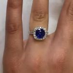 Picture of Stunning Halo Round Cut Blue Sapphire Engagement Ring In Sterling Silver