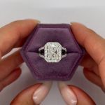 Picture of Unique Halo Split Shank Radiant Cut Engagement Ring In Sterling Silver