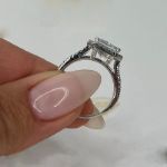 Picture of Unique Halo Split Shank Radiant Cut Engagement Ring In Sterling Silver