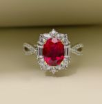 Picture of Vintage Twist 1.0 Carat Oval Cut Ruby Engagement Ring In Sterling Silver