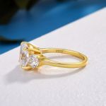 Picture of Stunning Yellow Gold Cushion Cut Three Stone Engagement Ring In Sterling Silver