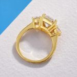 Picture of Stunning Yellow Gold Cushion Cut Three Stone Engagement Ring In Sterling Silver