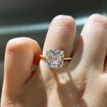 Picture of Stunning Two-Tone Asscher Cut Women's Engagement Ring In Sterling Silver