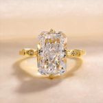 Picture of Vintage Yellow Gold Radiant Cut Engagement Ring In Sterling Silver