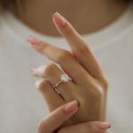 Picture of Rose Gold Classic Round Cut Solitaire Women's Engagement Ring In Sterling Silver