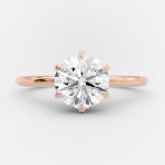 Picture of Rose Gold Classic Round Cut Solitaire Women's Engagement Ring In Sterling Silver