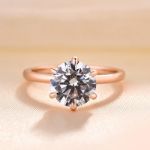 Picture of Rose Gold Classic Round Cut Solitaire Women's Engagement Ring In Sterling Silver