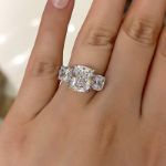 Picture of Stunning Cushion Cut Three Stone Engagement Ring In Sterling Silver