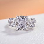 Picture of Stunning Cushion Cut Three Stone Engagement Ring In Sterling Silver