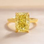 Picture of Stunning Yellow Gold Cushion Cut Yellow Sapphire Engagement Ring In Sterling Silver