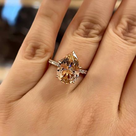 Picture of Stunning Rose Gold Pear Cut Morganite Engagement Ring In Sterling Silver