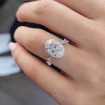 Picture of Sparkle Halo Oval Cut Moissanite Diamond Engagement Ring In Sterling Silver