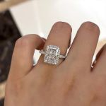 Picture of Sparkle Halo Radiant Cut Moissanite Diamond Engagement Ring In White Gold