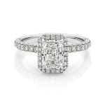 Picture of Sparkle Halo Radiant Cut Moissanite Diamond Engagement Ring In White Gold