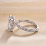 Picture of Sparkle Halo Radiant Cut Moissanite Diamond Engagement Ring In White Gold