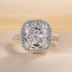 Picture of Sparkle Halo Cushion Cut Engagement Ring In Sterling Silver