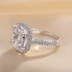 Picture of Sparkle Halo Cushion Cut Engagement Ring In Sterling Silver