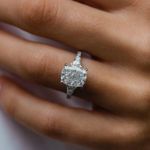 Picture of Stunning Cushion Cut Three Stone Women's Engagement Ring In Sterling Silver