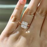 Picture of Rose Gold 3.0 Carat Cushion Cut Engagement Ring for Women In Sterling Silver